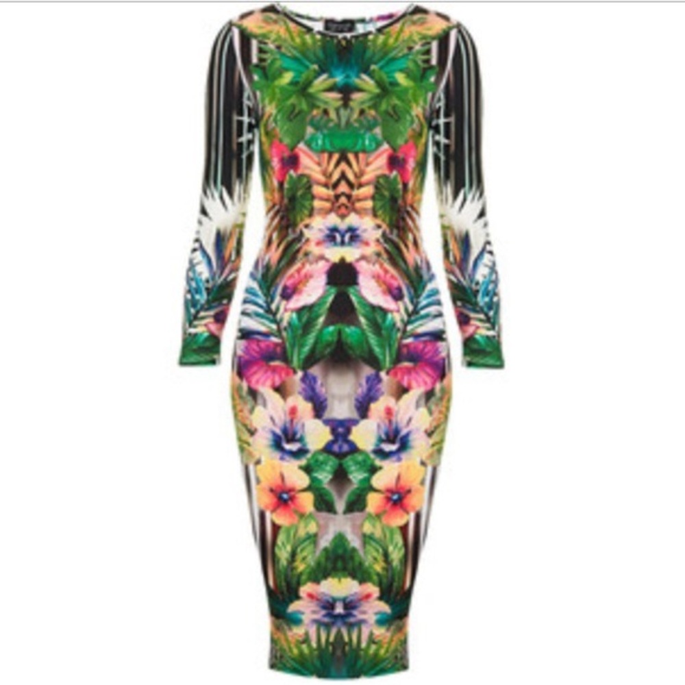 Topshop Tropical Bodycon Dress